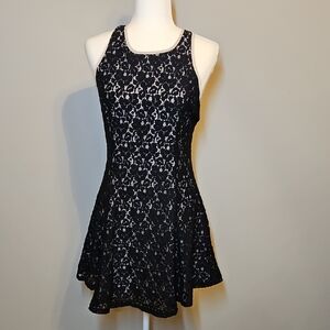 Francesca's Collections Black Floral Lace Mini Dress